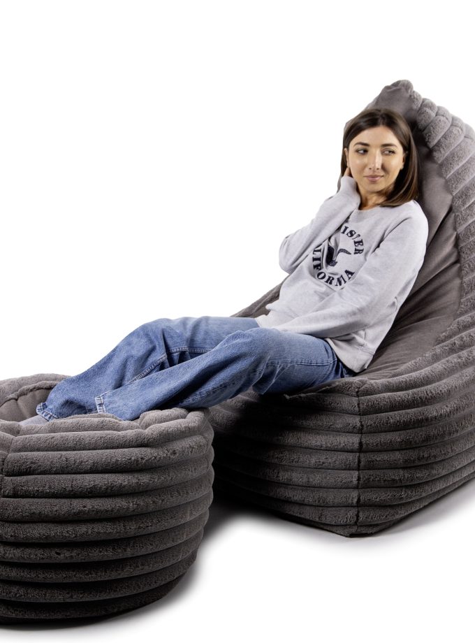 Dark Soft Bean Bag and Pouf