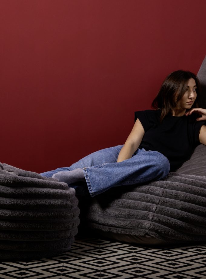 Dark Soft Bean Bag and Pouf